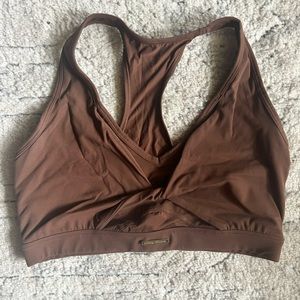 Gymshark x Whitney Simmons brown sports bra